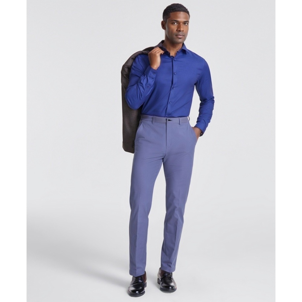 Michael Kors Dress Pants Mens 40x30 Ash Blue Bedford Classic Fit Stretch NWT